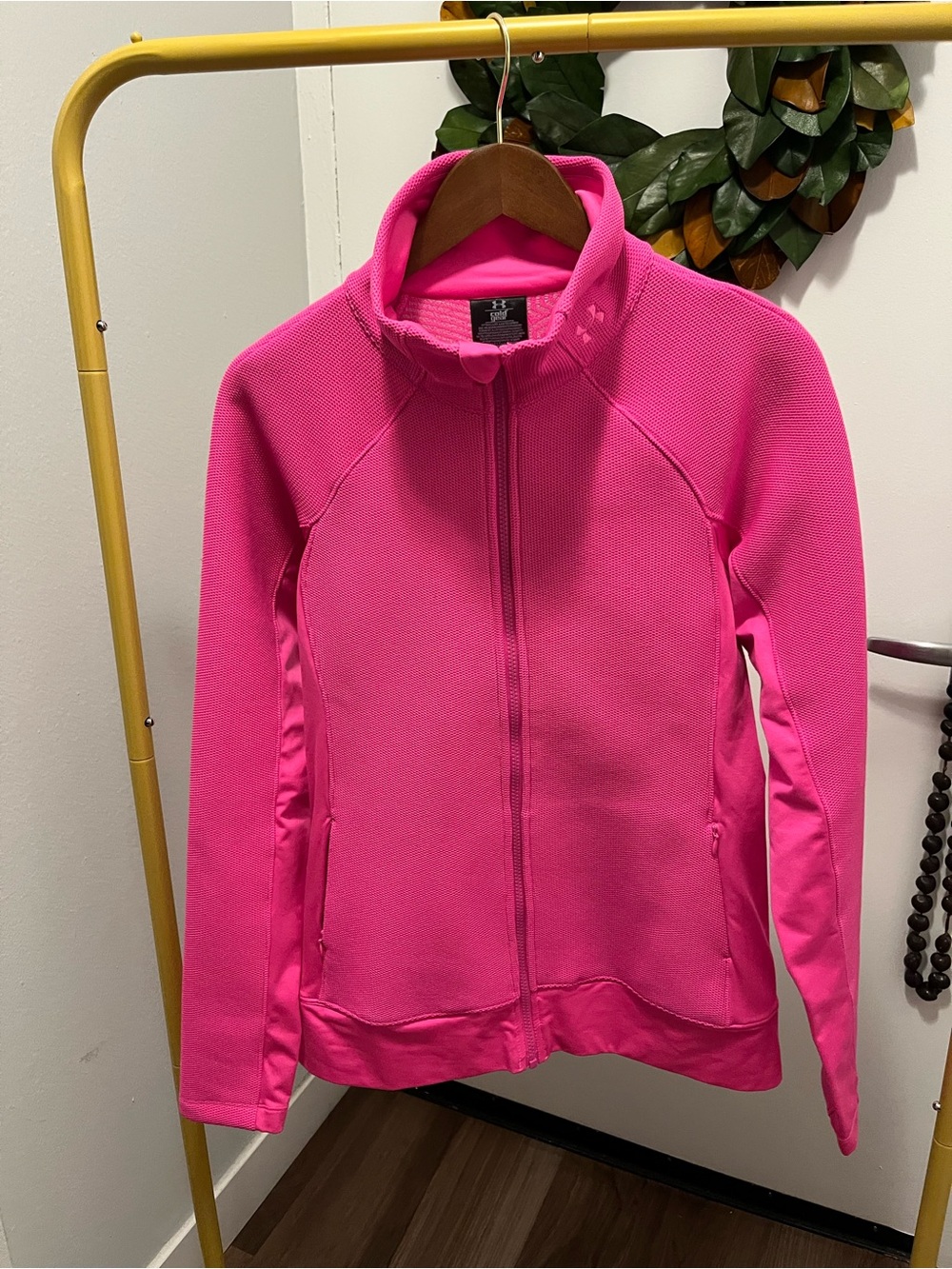 Under Armour Women’s Bright Pink Full-Zip Active Jacket with thumb holes